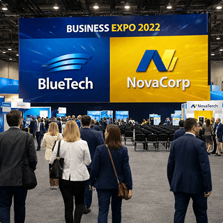 Expositores apresentando solucoes para energia